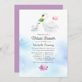 Invitación Baby Shower virtual de color de agua de cisne