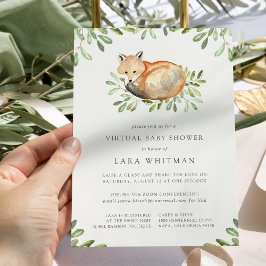 Invitación Baby Shower virtual de Cute Woodland Fox