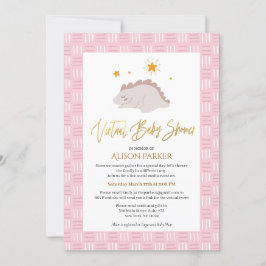 Invitación Baby Shower virtual de dinosaurios rosados