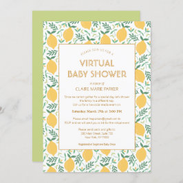 Invitación Baby Shower virtual de fioliage de cítricos limón