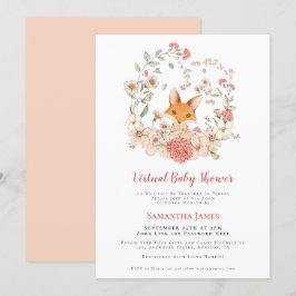 Invitación Baby Shower virtual de foliage de Fox Vintage