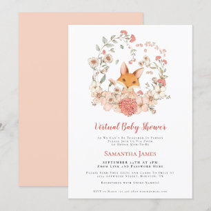 Invitación Baby Shower virtual de foliage de Fox Vintage