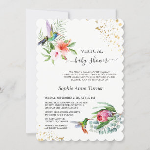 Invitación Baby Shower virtual de Hummingbird Floral Exótica
