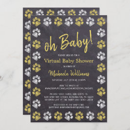 Invitación Baby Shower virtual de impresión de papel amarillo
