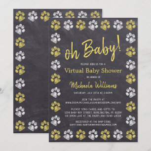 Invitación Baby Shower virtual de impresión de papel amarillo