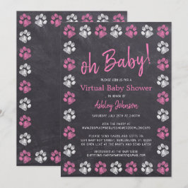 Invitación Baby Shower virtual de impresión de papel de Chica