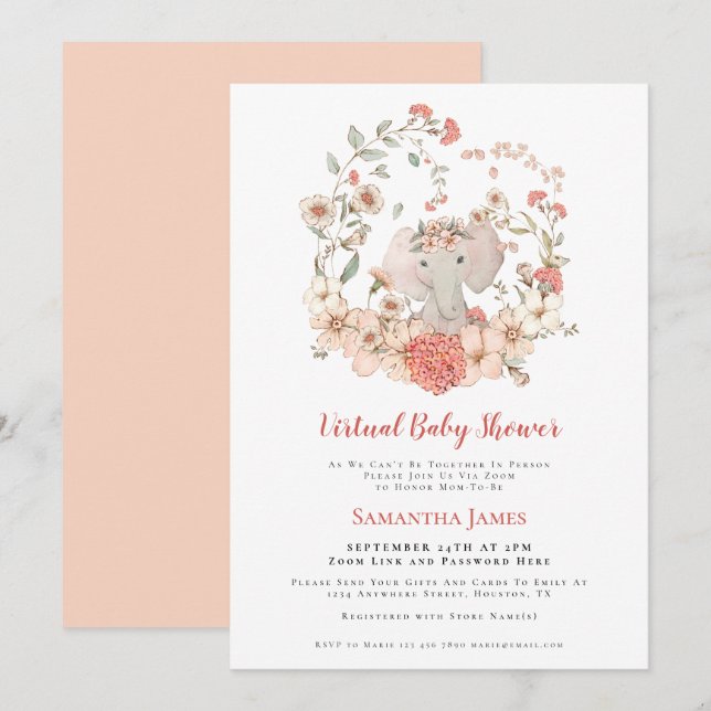 Invitación Baby Shower virtual de la Aprendiz de follaje para (Anverso / Reverso)
