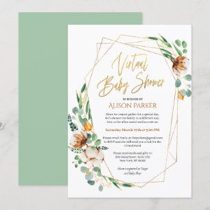 Invitación Baby Shower virtual de la ecología del eucalipto d