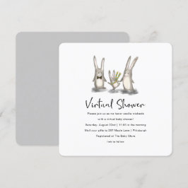 Invitación Baby Shower virtual de la familia de conejitos