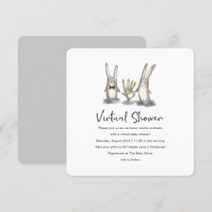 Invitación Baby Shower virtual de la familia de conejitos