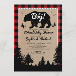 Invitación Baby Shower virtual de larga distancia de Lumberja