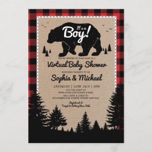 Invitación Baby Shower virtual de larga distancia de Lumberja