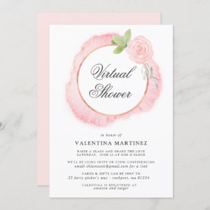 Invitación Baby Shower virtual de novia rosa de Rose Wreath
