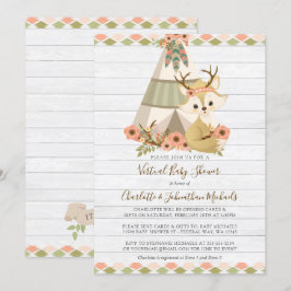 Invitación Baby Shower virtual de Rustic Woodland Boho