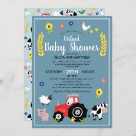 Invitación Baby Shower virtual de Rústico Farm Tractor para N