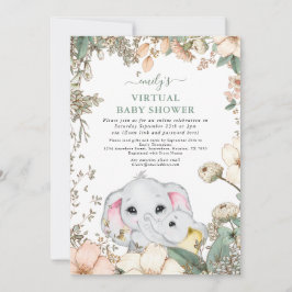 Invitación Baby Shower virtual de salchicha de elefantes cutá