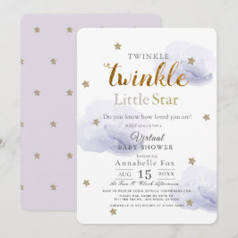 Invitación Baby Shower virtual de Twinkle Little Star Lavende