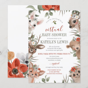 Invitación Baby Shower virtual de Woodland Greenery