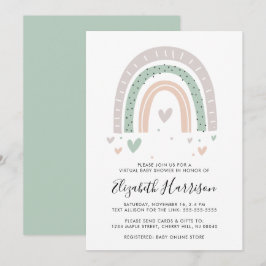 Invitación Baby Shower virtual del arco iris del Boho