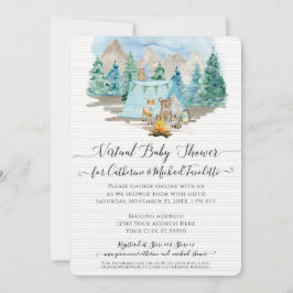 Invitación Baby Shower virtual del bosque de acuarela Deer Be