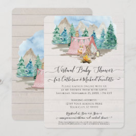 Invitación Baby Shower virtual del bosque ruso de oso de cier