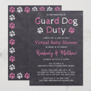 Invitación Baby Shower virtual del Chica rosado de chalkboard