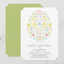 Invitación Baby Shower virtual del conejo de huevos de pascua
