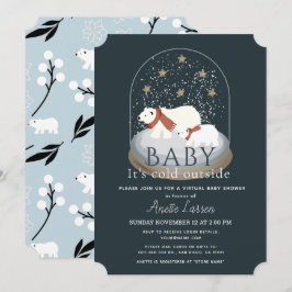 Invitación Baby Shower virtual del Globo de Nieve de Oso Pola