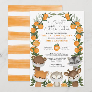 Invitación Baby Shower virtual del Naranja de Woodland de ver