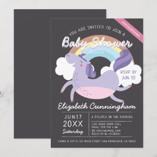 Invitación Baby Shower virtual moderno con un lindo arcoiris 