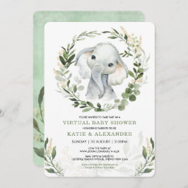 Invitación Baby Shower virtual por correo | Elefante verde