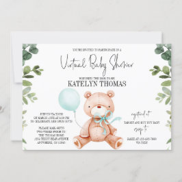 Invitación Baby Shower virtual sobre la vegetación de Teddy B
