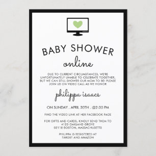 Invitación Baby Shower virtual verde de Moda minimalista
