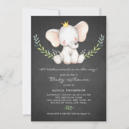 Invitación Baby Shower Watercolor Baby Elephant Chalkboard