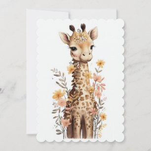 Invitación Baby Shower Watercolor Baby Giraffe