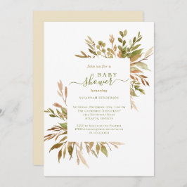 Invitación Baby Shower Watercolor Fall Greenery