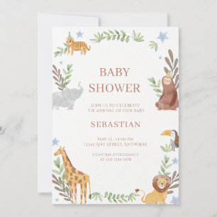 Invitación baby shower watercolor forest animals