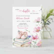 Baby Shower Watercolor Pink Floral Storybook