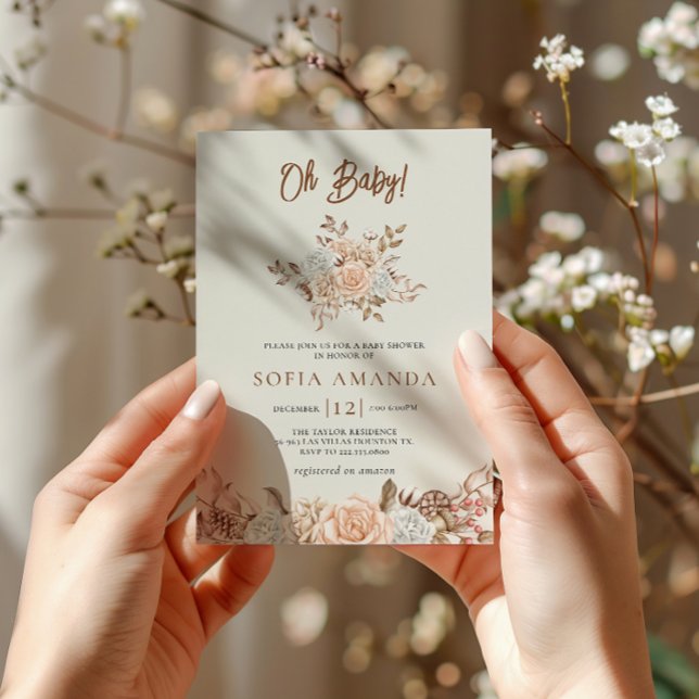 Invitación Baby Shower Watercolor Winter Bouquet (Subido por el creador)