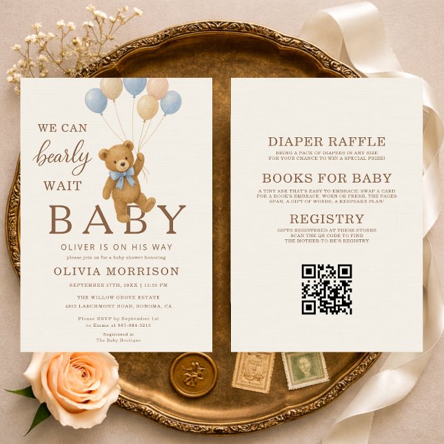 Invitación Baby Shower We Can Bearly Wait All in One (Subido por el creador)
