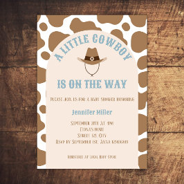 Invitación Baby Shower Western Cowboy Cow Print Boy
