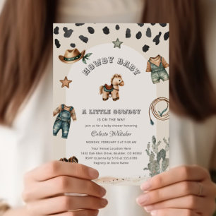Invitación Baby Shower Western Howdy Baby Cowboy