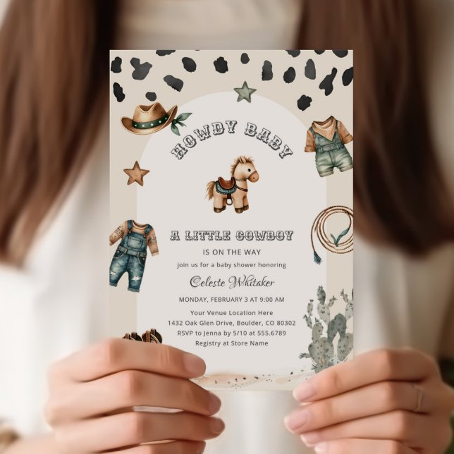 Invitación Baby Shower Western Howdy Baby Cowboy (Subido por el creador)