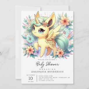Invitación Baby Shower Whimsical Little Unicorn