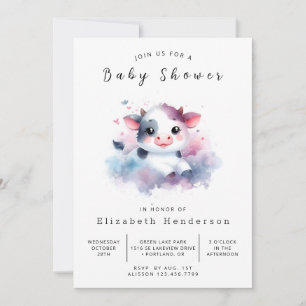 Invitación Baby Shower Whimsical Simple Farm Cow