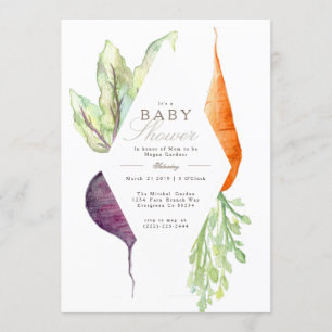 Invitación Baby Shower Whimsical Veggie Patch   remolacha y z