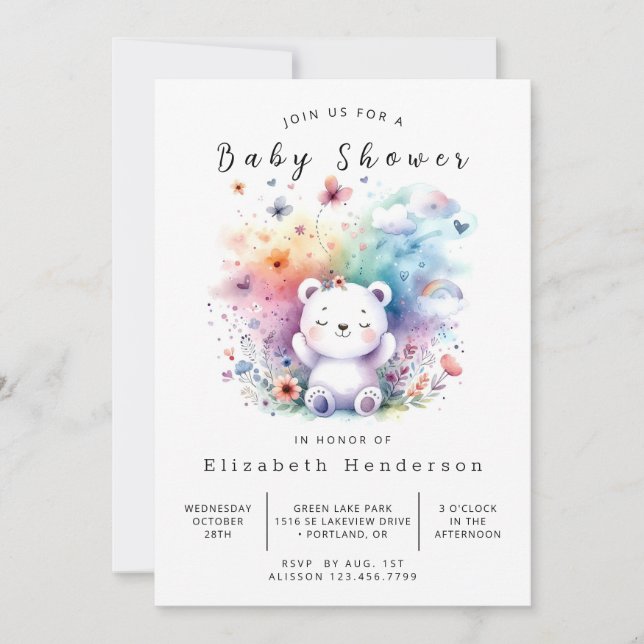 Invitación Baby Shower Whimsy Digital Bear (Anverso)