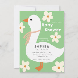 Invitación Baby Shower White Goose and Daisies