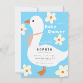 Invitación Baby Shower White Goose and Daisies