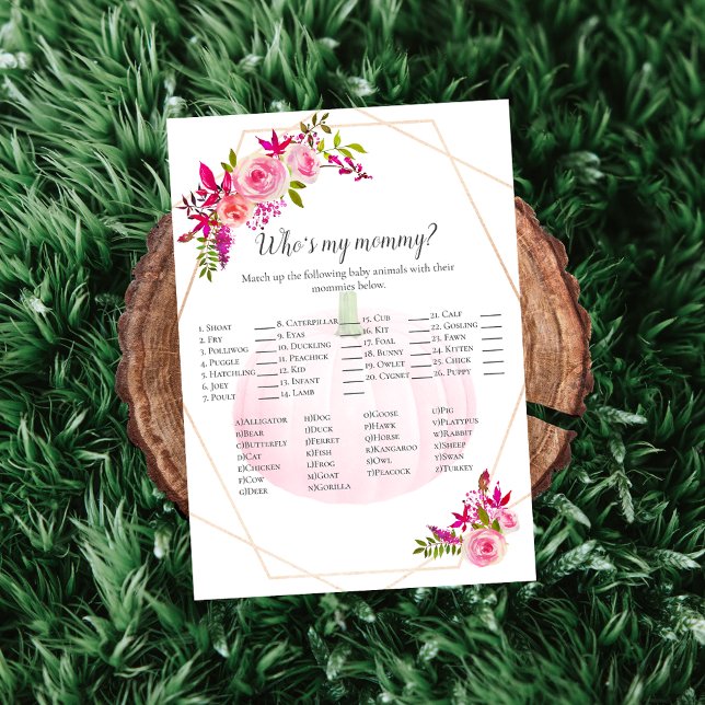 Invitación Baby Shower Who's My Mommy Pumpkin Florals (Subido por el creador)